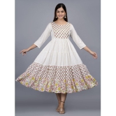 Smien - White Rayon Womens Anarkali Kurti ( Pack of 1 ) - None