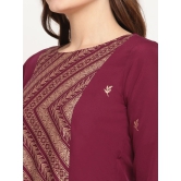 Women Burgundy Ethnic Motifs Printed Panelled Kurta with Trousers