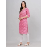 JC4U Cotton Printed Straight Womens Kurti - Pink ( Pack of 1 ) - None