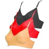 Kiran Enterprises Pack of 6 Cotton Blend Non Padded Womens Everyday Bra ( Beige,Black,Red ) - None