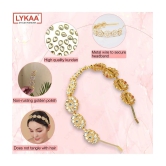 Lykaa Kundan Hairband Floral Design MathaPatti Gold-Plated Hair Band For Women - 1 Pack (Golden) - Multi