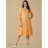 Glomee - Yellow Cotton Women''s A-line Dress ( Pack of 1 ) - None