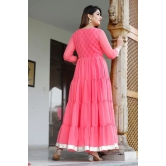 Hot Pink Hand Block Printed Anarkali Set L