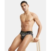 Jockey FP22 Men Super Combed Cotton Elastane Stretch Printed Brief - Black & Empire Yellow - None