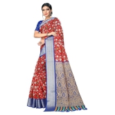 offline selection Red Polyester Saree