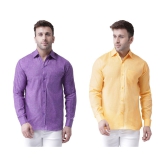 KLOSET By RIAG 100% Cotton Regular Fit Solids Full Sleeves Men's Casual Shirt - Yellow ( Pack of 2 ) - None