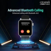 Croma Velocity AM Smartwatch with Bluetooth Calling (45.2mm AMOLED Display, IP68 Water Resistant, Silicone Strap)