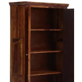 Solid Teak Wood 2 Door With Drawers Wardrobe-Brown