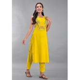 Maquien - Yellow Straight Rayon Women's Stitched Salwar Suit ( Pack of 1 ) - None