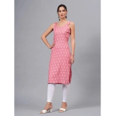 HIGHLIGHT FASHION EXPORT Rayon Printed Straight Womens Kurti - Pink ( Pack of 1 ) - None