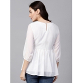 Pannkh Polyester Regular Tops - White Single - M