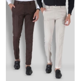 SREY - Coffee Cotton Blend Slim Fit Men's Chinos (Pack of 2) - None