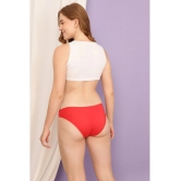 Clovia Pack of 1 Cotton Solid Womens Bikini ( Red ) - None