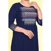 haya fashion - Navy Rayon Women's Straight Kurti ( Pack of 1 ) - None