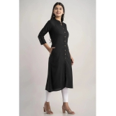 MAUKA - Black Rayon Womens Front Slit Kurti ( Pack of 1 ) - XL