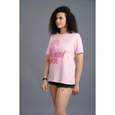 Cute But Devilish Inside Printed Pink Oversized T-Shirt for Women L