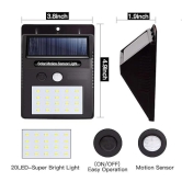 Solar Light, 20 LED Bright Outdoor Security Might Spotlights with Motion Sensor for Outdoor, Hiking, Camping & Garden Wall for Home - Black