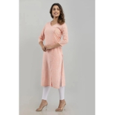 Frionkandy - Peach Cotton Womens A-line Kurti ( Pack of 1 ) - None