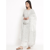 KIPEK - White Straight Cotton Womens Stitched Salwar Suit ( Pack of 1 ) - None