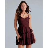 Addyvero Polyester Embellished Mini Womens Fit & Flare Dress - Maroon ( Pack of 1 ) - None