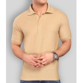 FASHION365 - Beige Cotton Blend Slim Fit Mens Polo T Shirt ( Pack of 1 ) - None