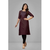 Parastri Cotton Embroidered Straight Womens Kurti - Maroon ( Pack of 1 ) - None