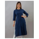 Doriya - Blue Cotton Blend Womens Front Slit Kurti - XL