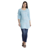 JC4U - Blue Viscose Womens Straight Kurti - M