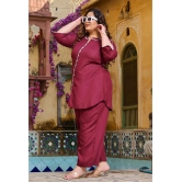 PrettyPlus by Desinoor.com Burgundy Solid Palazzo Top Set - None