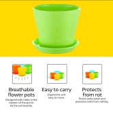 Coloured Plastic Flower Pots with Base Plate | Set of 2 Yellow