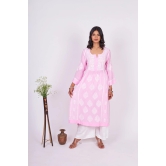 Modal Chikankari Nyra Kurti- Pink-S