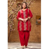 PrettyPlus by Desinoor.com Red Printed Pant Top Set - None