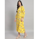 Curvydrobe Crepe Printed Midi Womens Side Slit Dress - Yellow ( Pack of 1 ) - None