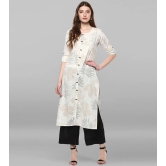 Janasya - Off White Cotton Womens Straight Kurti ( Pack of 1 ) - S