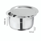 Stainless Steel Patila/Tope/Tasla  with Capsulated Induction bottom and SS Lid. Set of 3 (2L/2.5L/3 L)