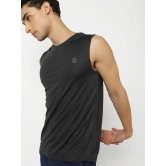 Men Black Textured Sleeveless Sports T-shirt