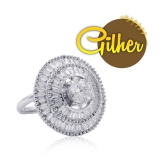 Gilher Fancy American Diamond Stone Cocktail Ring With Adjustable Size For Women And Girls - None