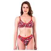 TCG Red Cotton Bra & Panty Set - 32