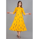 Smien - Yellow Rayon Women's Flared Kurti ( Pack of 1 ) - None