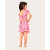 Girls Printed Stylish Flared Palazzo With Crop Top-Pink / 3 Years-4 Years