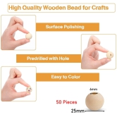 Natural Wooden Beads 25 mm-25mm / 75