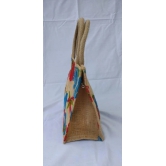 Floral printed jute tote bag