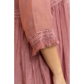 Dusky Pink Chanderi shirt, with gold striped tissue side yokes.-S