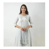 MAUKA - Silver Cotton Womens A-line Kurti ( Pack of 1 ) - None