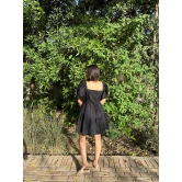 Black Pleated Short Dress-M