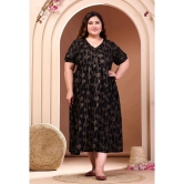 PrettyPlus by Desinoor.com Rayon Printed Midi Womens Fit & Flare Dress - Black ( Pack of 1 ) - None