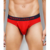 Bonjour - Red Cotton Blend Mens Briefs ( Pack of 1 ) - M