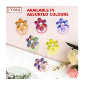 LYKAA Hair Rubber Bands With Shimmer Flowers Elastic Bands Hair Accessories Ponytail Holder - 6 Pcs - Multi