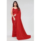 ANAND SAREES Satin Self Design Saree Without Blouse Piece - Red ( Pack of 1 ) - Red