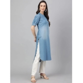 Janasya - Light Blue Denim Womens Straight Kurti ( Pack of 1 ) - None